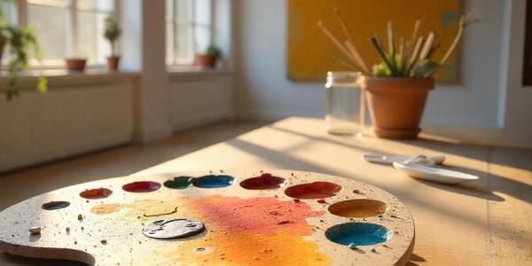 Grafik Malerpalette in Künstleratelier